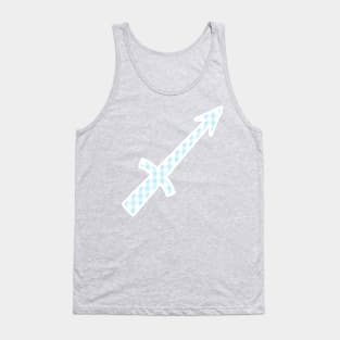 Sagittarius Zodiac Horoscope Symbol in Pastel Blue and White Gingham Pattern Tank Top